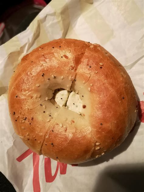 The shittest everything bagel Tim Hortons could provide! : r/Bagels