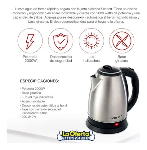 Jarra El Ctrica Scarlett L Ac Inox Oferta Irresistible Loi Cuotas