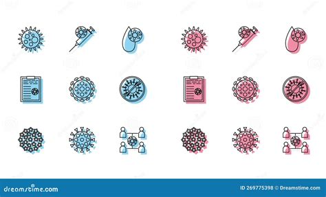 Set Line Virus Spread Stop Virus Clipboard With Blood Test Results