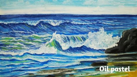 How To Draw Sea Waves Ocean Sky Scenery Drawing Unique Oil Pastel