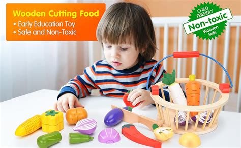 Amazon Victostar Magnetic Wooden Cutting Fruits Vegetables Food