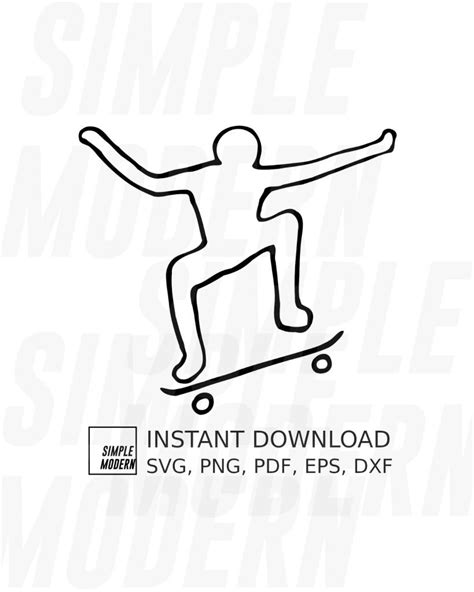 Stick Figure Skateboard Ollie Vector - Simple Modern SVG