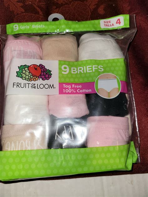 Fruit Of The Loom Girls Cotton Briefs 9 Pack Size 4 Multi Colored Bg215