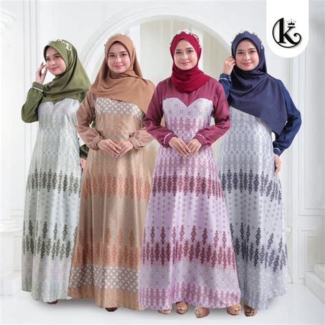 Jual Silmi Gamis Model Motif Terbaru Mewah Kekinian Silk Jatuh