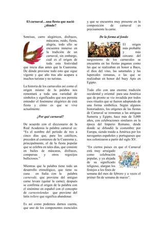 Origen Del Carnaval Pdf