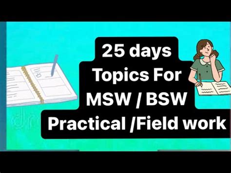 MSW BSW 25days Topics For Field Practicum YouTube