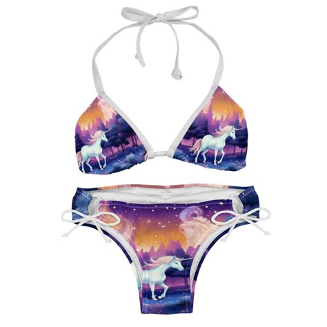 Starry Unicorn Detachable Sponge Adjustable Strap Bikini Set Two Pack Swimsuit Suit Beach Pool
