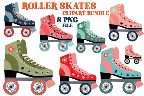 Retro Roller Skates Clipart Graphic By Ak Artwork Creative Fabrica