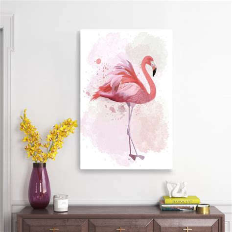 Bay Isle Home Fluffy Flamingo 2 By Fab Funky Wrapped Canvas Painting