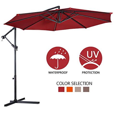 Giantex 10ft Offset Hanging Patio Umbrella Outdoor Market Umbrellas W