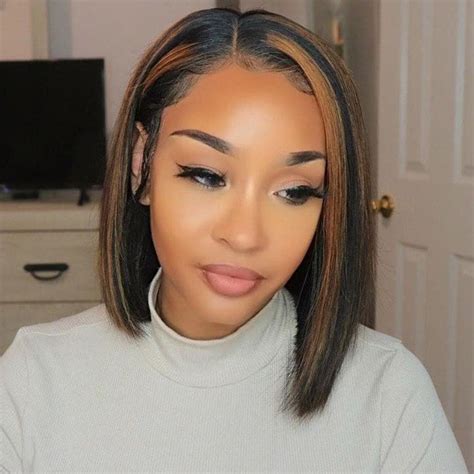 Brown Highlighted Straight 13x6 Lace Front Bob Wig Ywigs