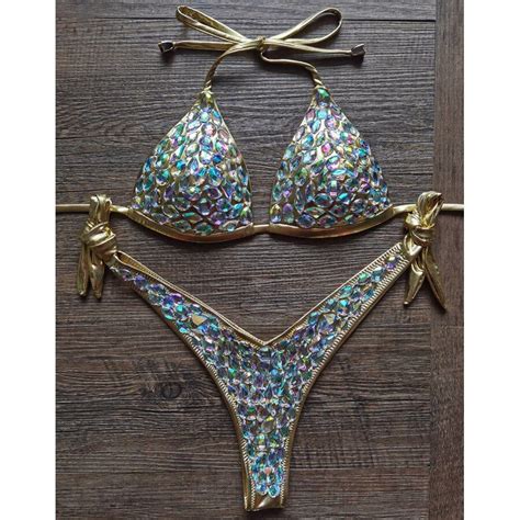 2023 Rhinestone Diamond Bikini Set Hot Women Push Up Crystal Sexy