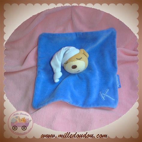 Kaloo Sos Doudou Ours Beige Plat Bleu Dormeur