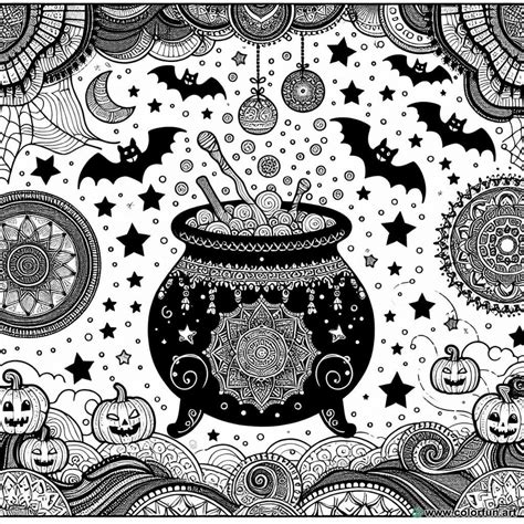 Coloriage D Un Mandala Halloween Avec Un Chaudron T L Charger Ou