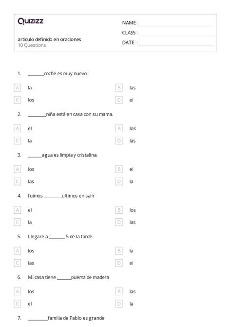 50 Oraciones Hojas De Trabajo Para Grado 3 En Quizizz Gratis E