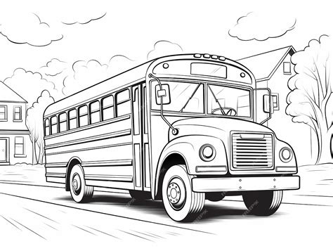 Premium Photo | Simple black and white line art of a school bus likely ...