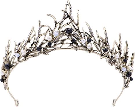 FRCOLOR Vintage Prinzessin Haarkrone Handmad Gold Blatt Tiara Perle