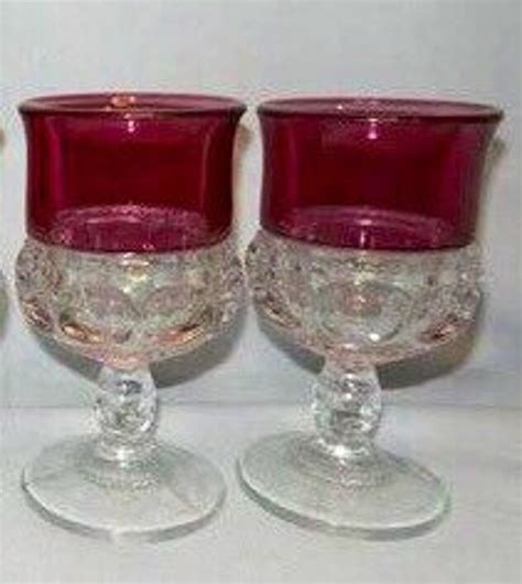 A Set Of Two Tiffin King Crown Ruby Red Wine Goblets Etsy