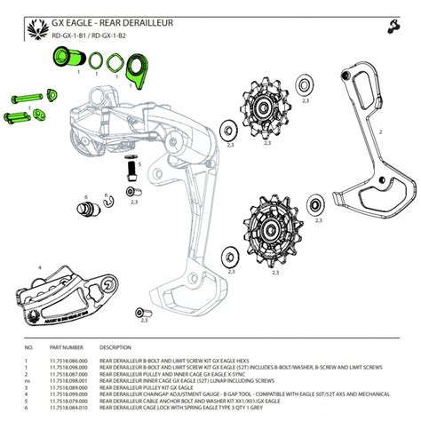 SRAM Vis de fixation vis de réglage pour dérailleur Ar GX Eagle HEX5