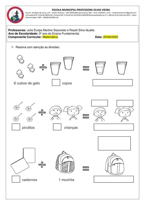 3º Ano Plano De Aula E Atividades De Matemática Divisão Cuca Super Legal Educação