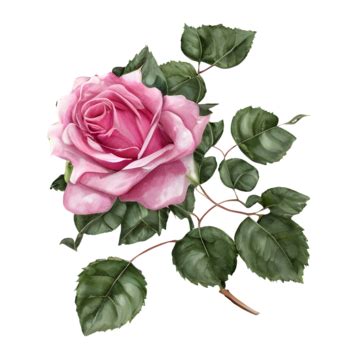 Pink Rose Watercolor Detailed PNG, Vector, PSD, and Clipart With