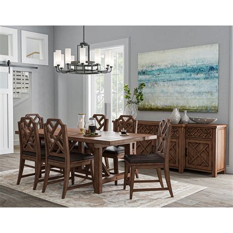 Bolzano Rustic Solid Wood 8 Piece Dining Room Set