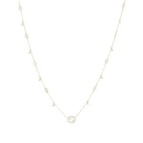 Gucci Interlocking G Diamond Necklace Yellow Gold Editorialist