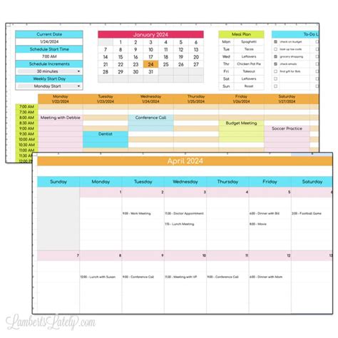 Free Google Sheets Weekly Schedule Template & Calendars | Lamberts Lately