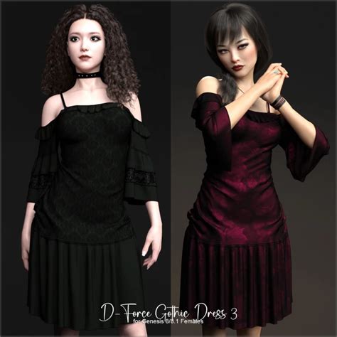 D Force Gothic Dress 3 For G8F And G8 1F Daz Studio