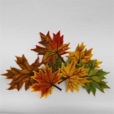 Set Of 5 Felt Leaves Fall Colors Autumn Leaf Craft Oak Etsy