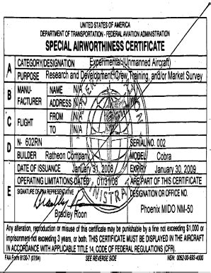 Fillable Online Special Airworthiness Certificate Documentcloud Fax