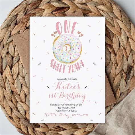 One Sweet Year Birthday Invitation Zazzle