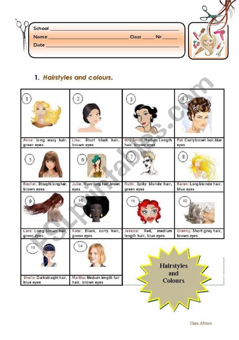 Hairstyle And Colour ESL Worksheet By Clarinha