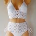 High Waist Crochet Swimsuit Lace High Waisted Crochet Bikini Set Lace Up Handmade Crochet