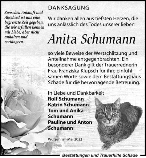 Traueranzeigen Von Anita Schumann Trauer Anzeigen De