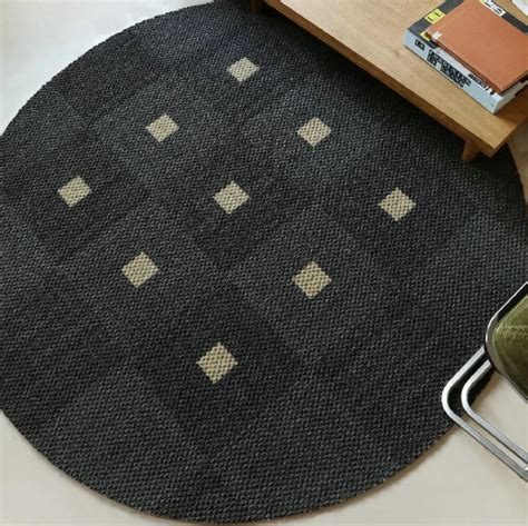 Round Rugs Living Room White Black Unique Dot Pattern Circle Carpets ...