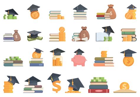 Scholarship Icons Set Cartoon Vector Student Degree 21434172 Vector