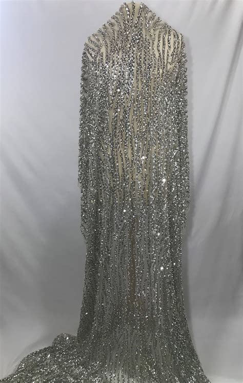 Nude Sequin Rhinestone Fabric Beaded Fabric Tulle Beaded Material Etsy