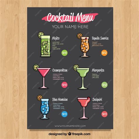 Free Vector Hand Drawn Cocktail Menu Template