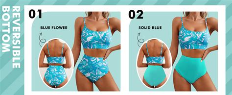 Amazon Herseas Piece High Waisted Bikini Set For Women Spaghetti Straps Swim Top