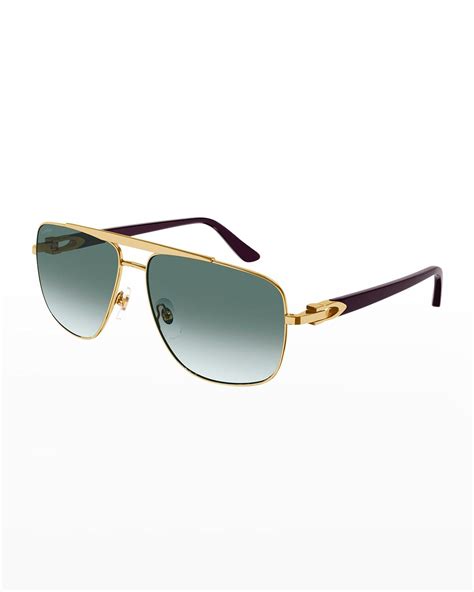 CARTIER Gradient-lens Aviator Sunglasses - Gold | Editorialist