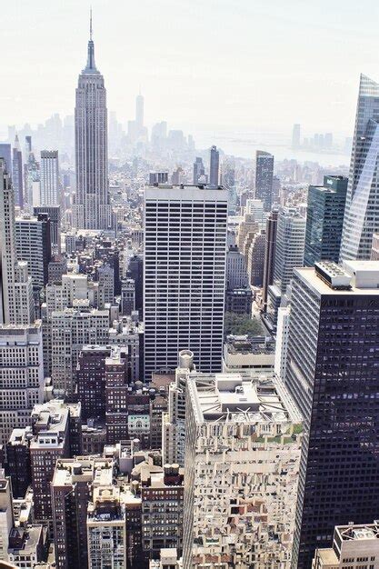 Premium Photo | Nyc skyline empire state building aerial view