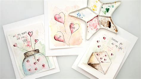 Watercolor Valentine S Day Easy Cards Tutorial For Beginners Diy