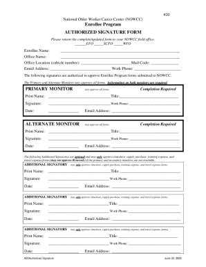 Fillable Online Authorized Signature Form Fax Email Print Pdffiller