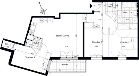 Plan Appartement T4 De 77 08 M² Neuf Résidence « Coeur Rosa à Pontoise