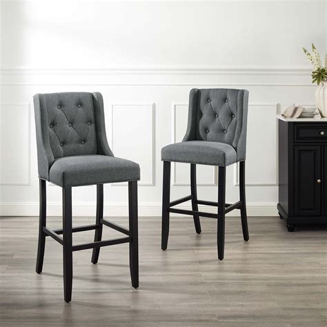 Modway Baronet Bar Stool Upholstered Fabric Set Of In Gray Walmart