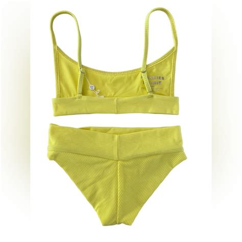 Frankie S Bikinis Swim Frankies Bikinis Gavin Ribbed Swimsuit Bikini Lemon Yellow Xs Nwt
