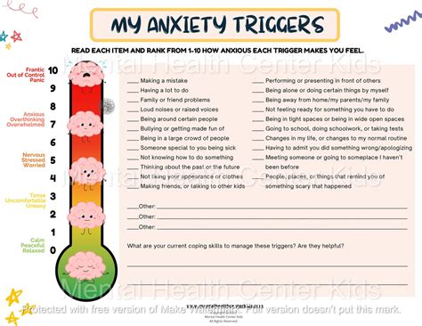 Anxiety Worksheets Mental Health Center Kids Worksheets Library