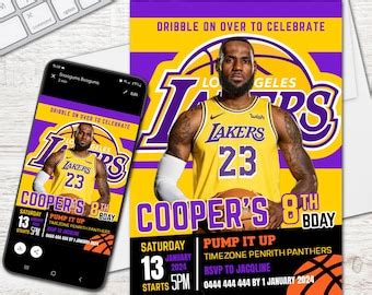 Los Angeles Lakers Themed Ticket Invitation Lakers Ticket Invite