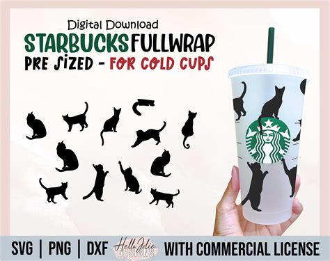 Full Wrap Cats Starbucks Cup Svg Starbucks Cold Cup Svg Cat Etsy